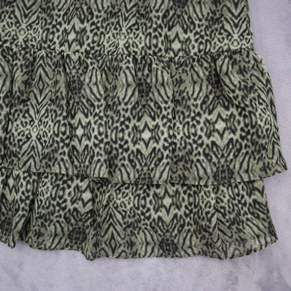 HM Skirt Womens 6 Green Animal Print A Line Layered Side Zipper Bottoms - Picture 15 of 16